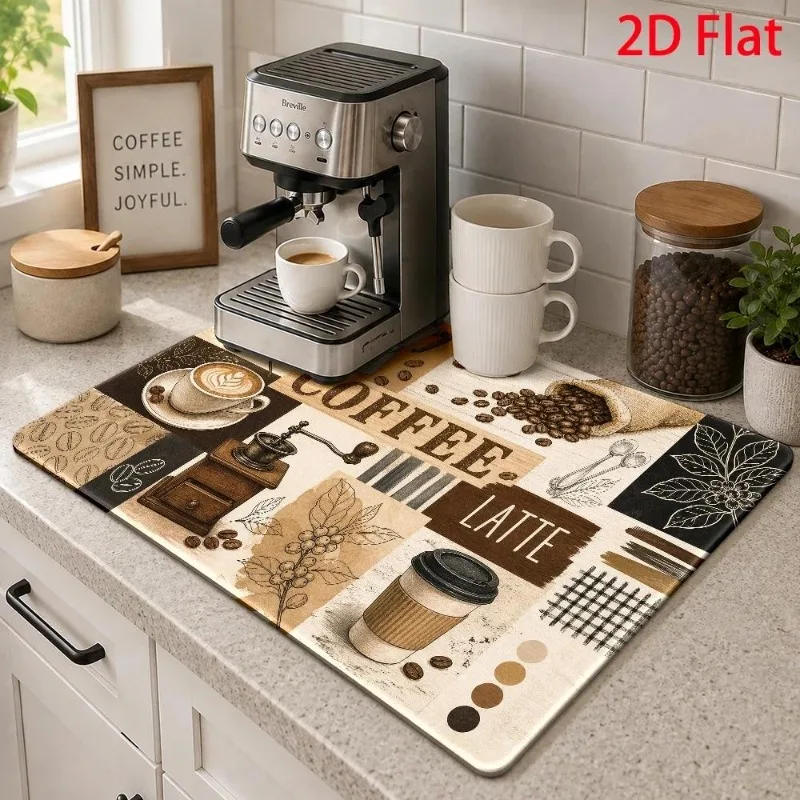 Super Absorbent Mat 2D Flat Spooky Brew Letter Pad Dish Drying Cushion Halloween Ghost Pumpkin Espresso Placement Mat