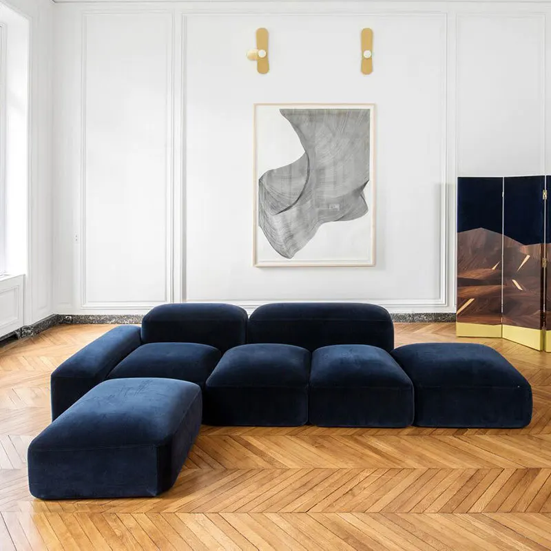 Bread sofa fabric Italian leather villa simple modern tofu block combination