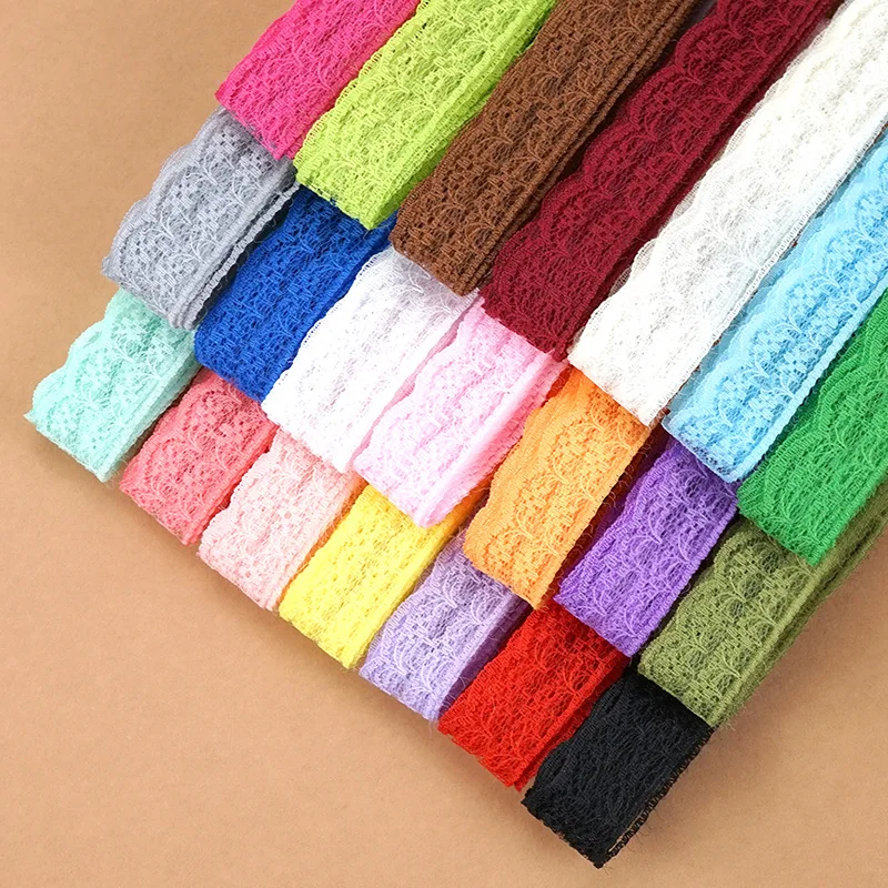 22mm Non-Stretchy Colorful Lace Ribbon Christmas Halloween New Year Party Gift Wrapping Lace Tape DIY Handmade Crafts Fabric