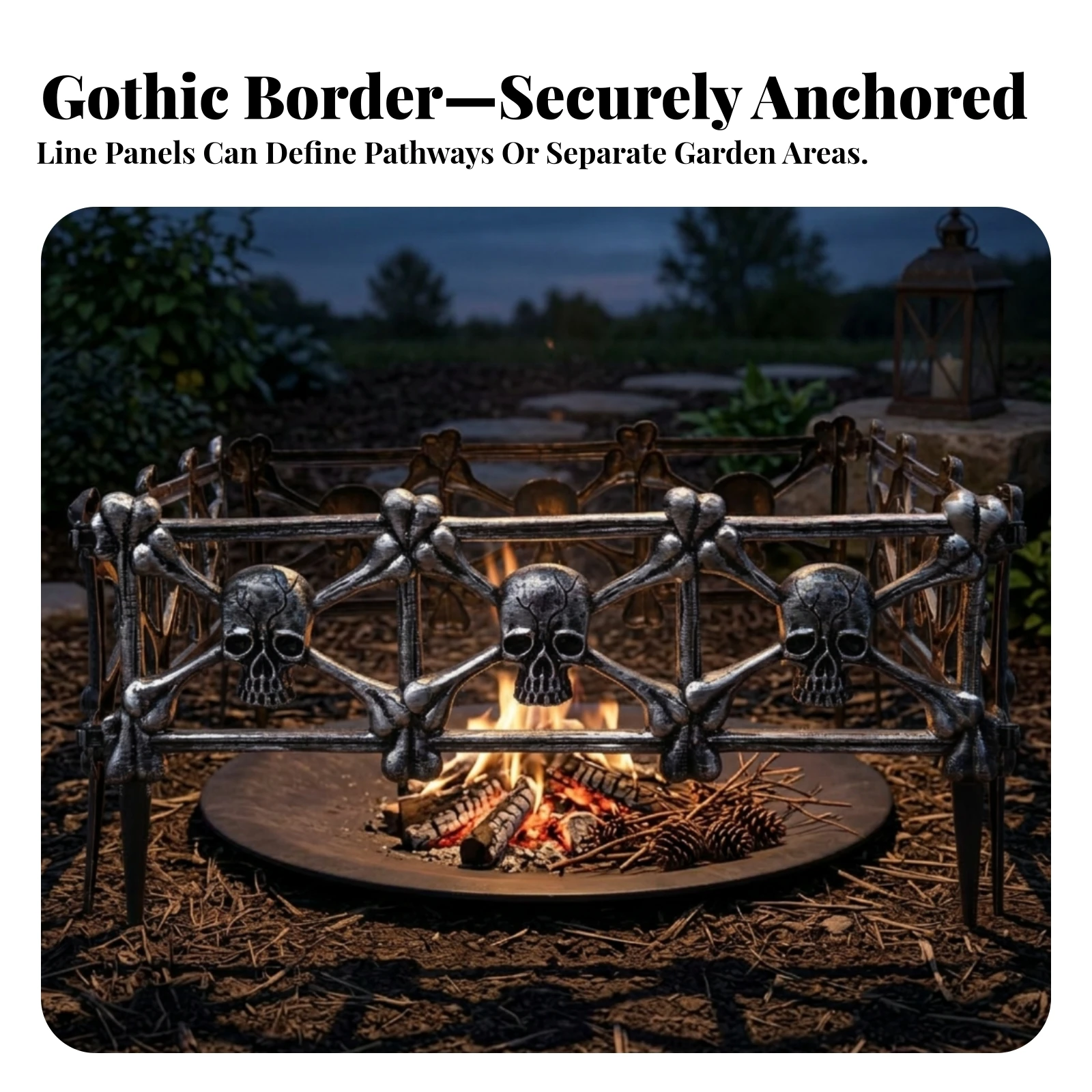 4 Pieces Skull Fence Panel Lightweight Fence with Skull Motif Decorations Eerie Weather-Resistant for Yard, Walkway