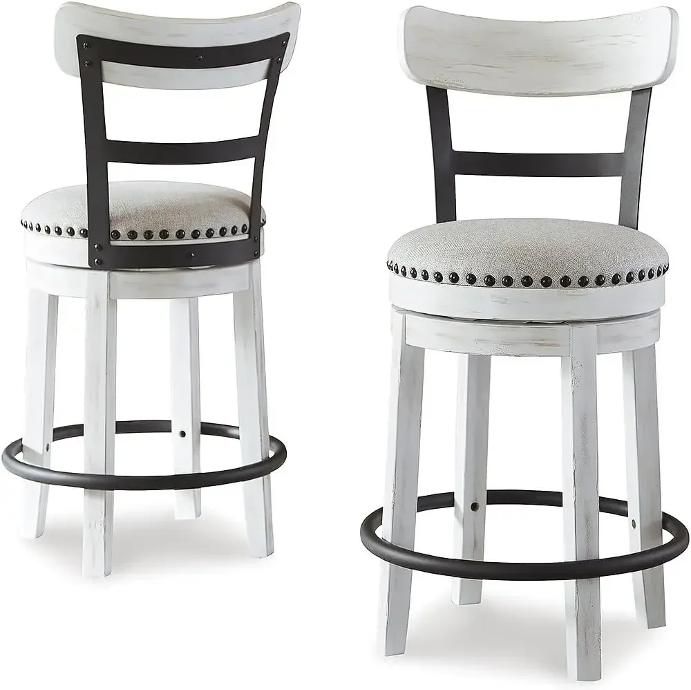 Design by Ashley Valebeck 24.5" Modern Swivel Counter Height Barstool, Whitewash