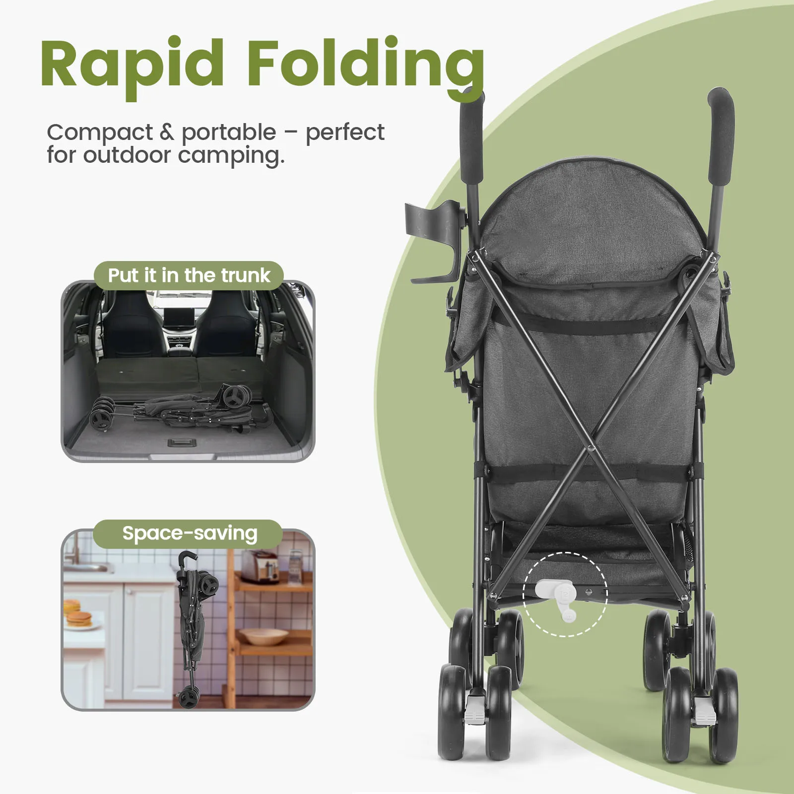 Lightweight folding High-view Baby Stroller Can Sit or Lie Down Portable Travel Babyshock-absorbing Stroller Four-wheel