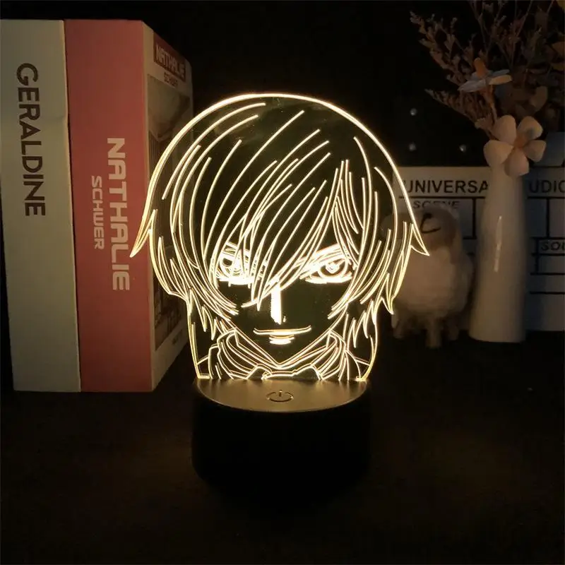 Geass Lelouch Lamperouge 3D lampka nocna seksowne Anime Nightlight 7 kolorów projektor lampa stołowa LED dekoracja pokoju prezenty dla dzieci