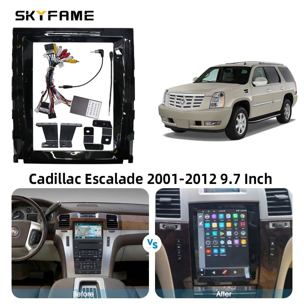 Skyfame อะแดปเตอร์แผงหน้าปัดวิทยุระบบแอนดรอยด์สำหรับ Cadillac Escalade SLS