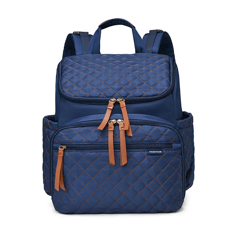 2026 New Diamond Pattern Mother Bag Large Capacity Multifunctional Dual Baby Bag For Travel Diaper Maternity Backpack