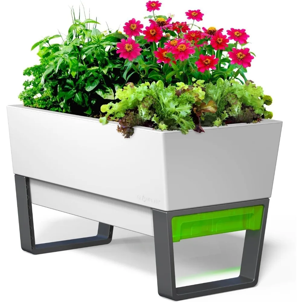 

Self Watering Planter Box - 29.5, White - UV Stable, Scalable Urban Raised Garden Bed with Water Gauge, Indoor Outdoor