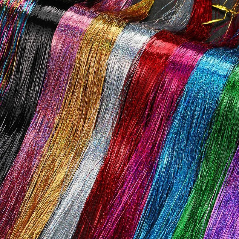 Kit de 12 Piezas de Hilos Sintéticos para Cabello Resistentes al Calor con Destellos de 36/48 Pulgadas en 12 Colores 4