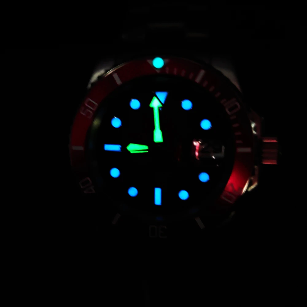 40mm Men\'s Watch NH35 Movement Red.Yellow.Blue.Super Bright Luminous Dial Submarine Bezel For Divers Mechanical Men\'s Watch