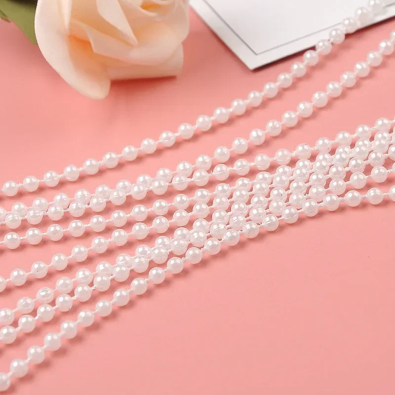 3/4/5/6/8mm Faux Pearl Beads 5 Meters Garland Colorful Pearl Chain Transparent AB Color Bead Strand DIY Wedding Party Decoration