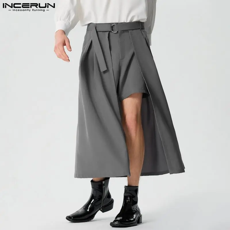 2024 Men Irregular Pants Solid Color Streetwear Loose Casual Skirts Trousers Men Summer Fashion Leisure Male Pants S-5XL INCERUN