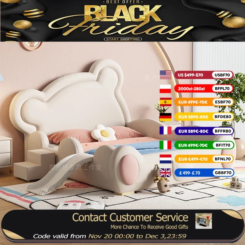 

House Wooden Frame Kids Bed Sleeping Comforter Safety Princess Children Beds Bedroom Modern Style Letto Bambini Kids Furniture