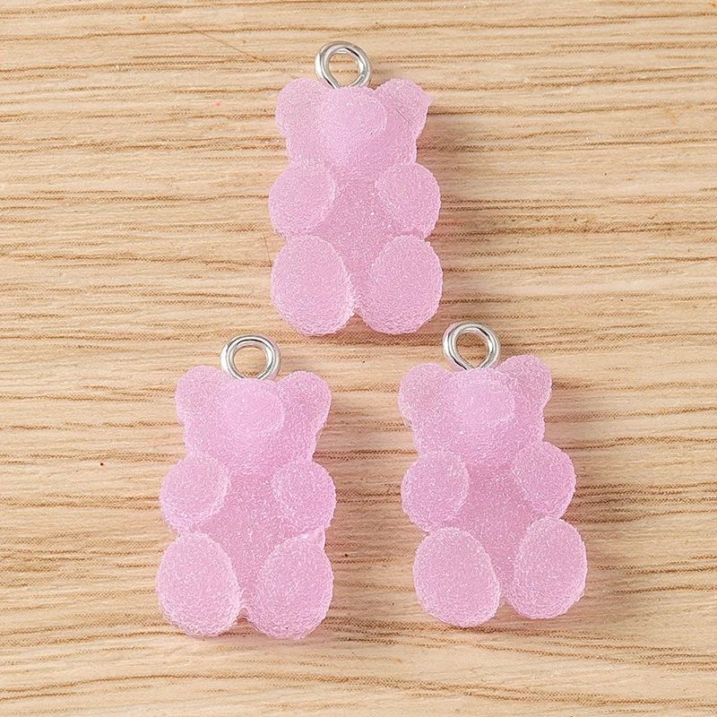 Tusember 20 Stück Niedliche Bonbonfarbene Harz-Gummibärchen-Anhänger für Schmuckherstellung Ohrringe Halskette Armband DIY Basteln – Detail 10