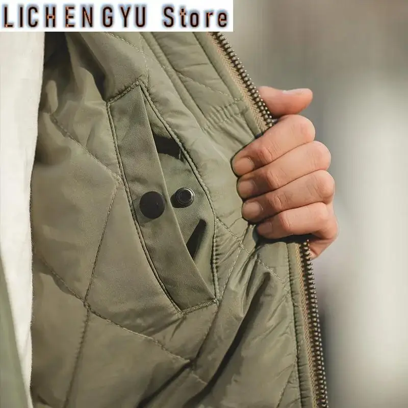 Bomber Jacket Thickened Splicing Baseball Flight Coat with Inner Pocket for Men's Winter Cotton Padded Jacket