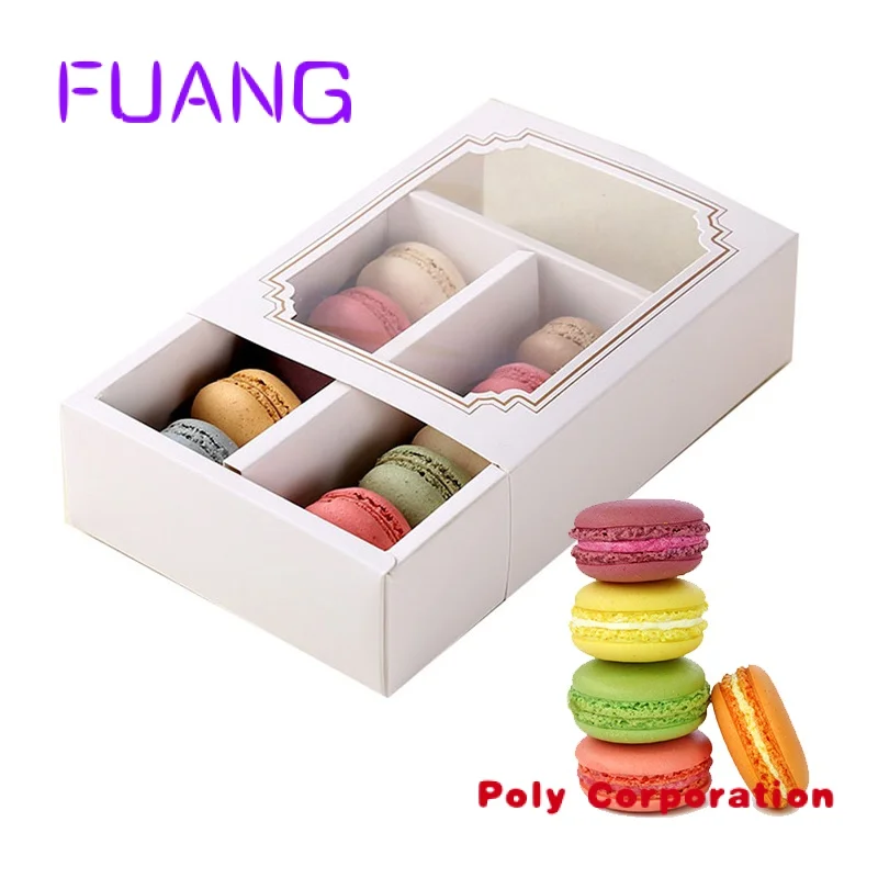 

Custom Eco-friendly cardboard paper macaron cookie snack food box with PE window