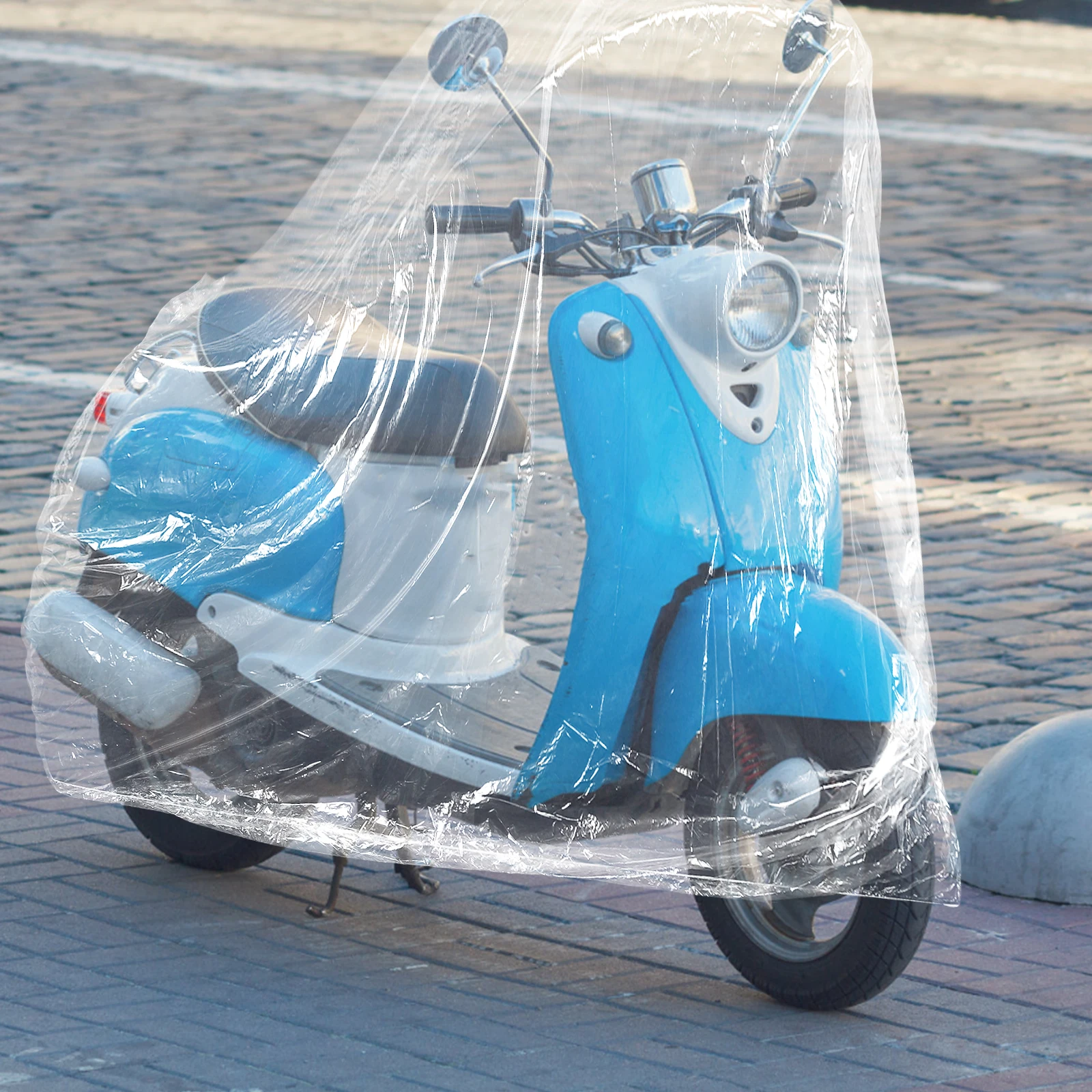 

2pcs Transparent Motorcycle Rain Waterproof Scooter Cover Universal Fit Outdoor Windproof Sun Shade Cover For Electric Scooter