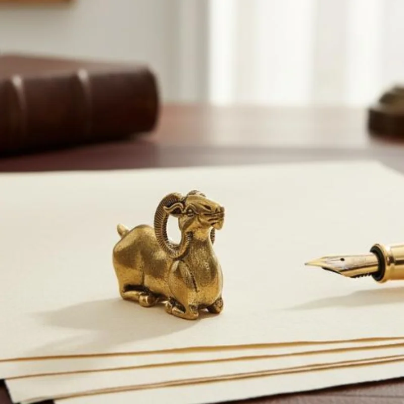 (.) Brass Goat Figurines Animal Miniature Crafts Tabletop Pet Toy Decorations Tea Set Decoration Pieces