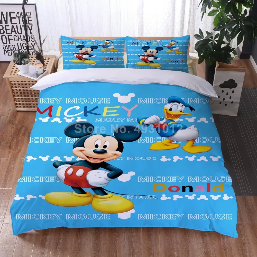 Cartoon Bedding Set Mickey Minnie Mouse Cute Baby Duvet Cover Set Twin Bedroom Decor for Children Kids Boy Girl Queen King Size