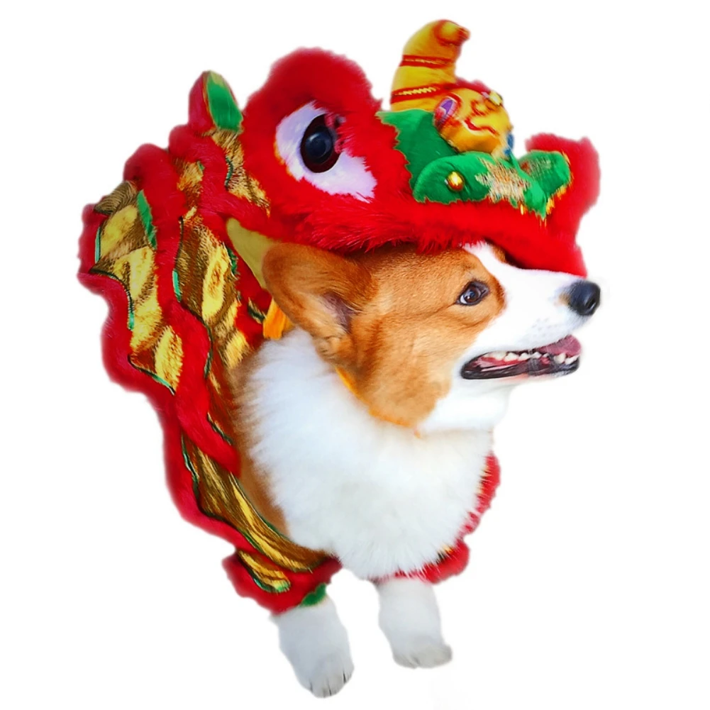 Fashion Pet Dog Clothes New Year Chinese Lion Dance Costume Coat For Teddy Costume Small Dog Spring Festival Tang Suit Clothing