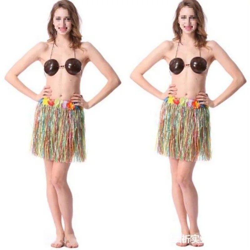Реквизит для взрослых по индивидуальному заказу, аксессуары для танца живота, женский комплект с бюстгальтером из натурального живота, юбка из кокосовой травы, юбка для танцев