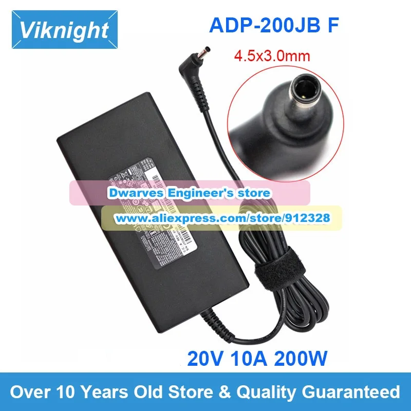 

ADP-200JB F AC Adapter 20V 10A 200W A21-200P2B for MS-14 KATANA 17 B13VGK B13VEK B12VGK B12VFK Gaming Laptop Charger 4.5x3.0mm