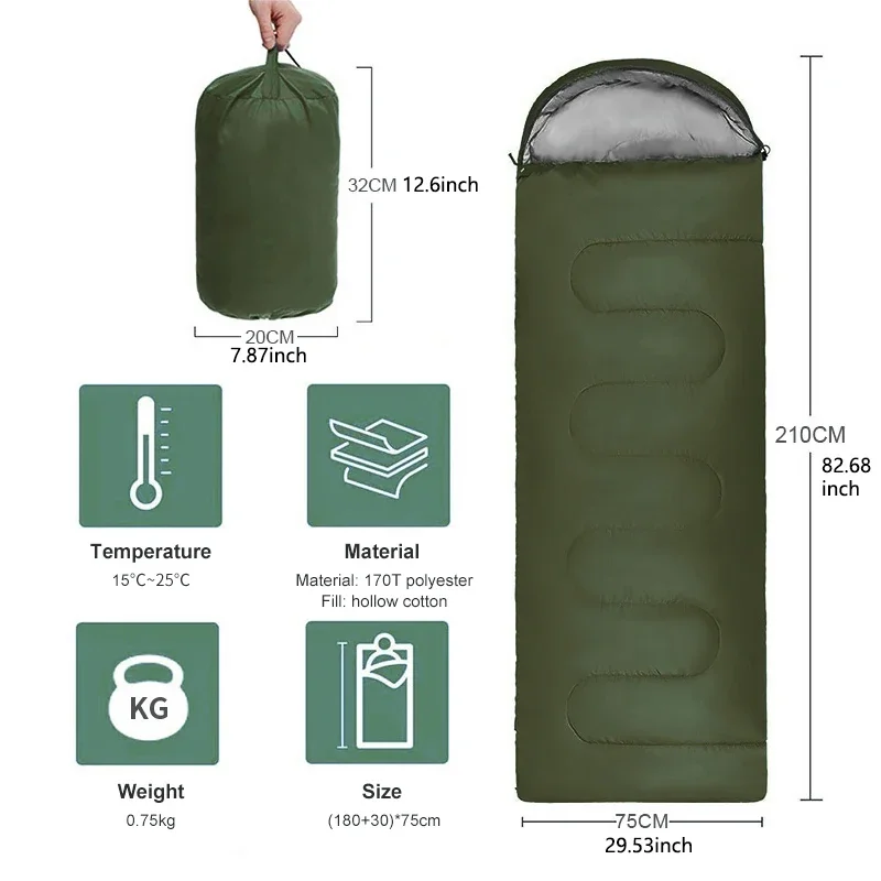 Outdoor Sleeping Bag Camping Hiking Ultralight Foldable Spring Autumn Sleeping Bag