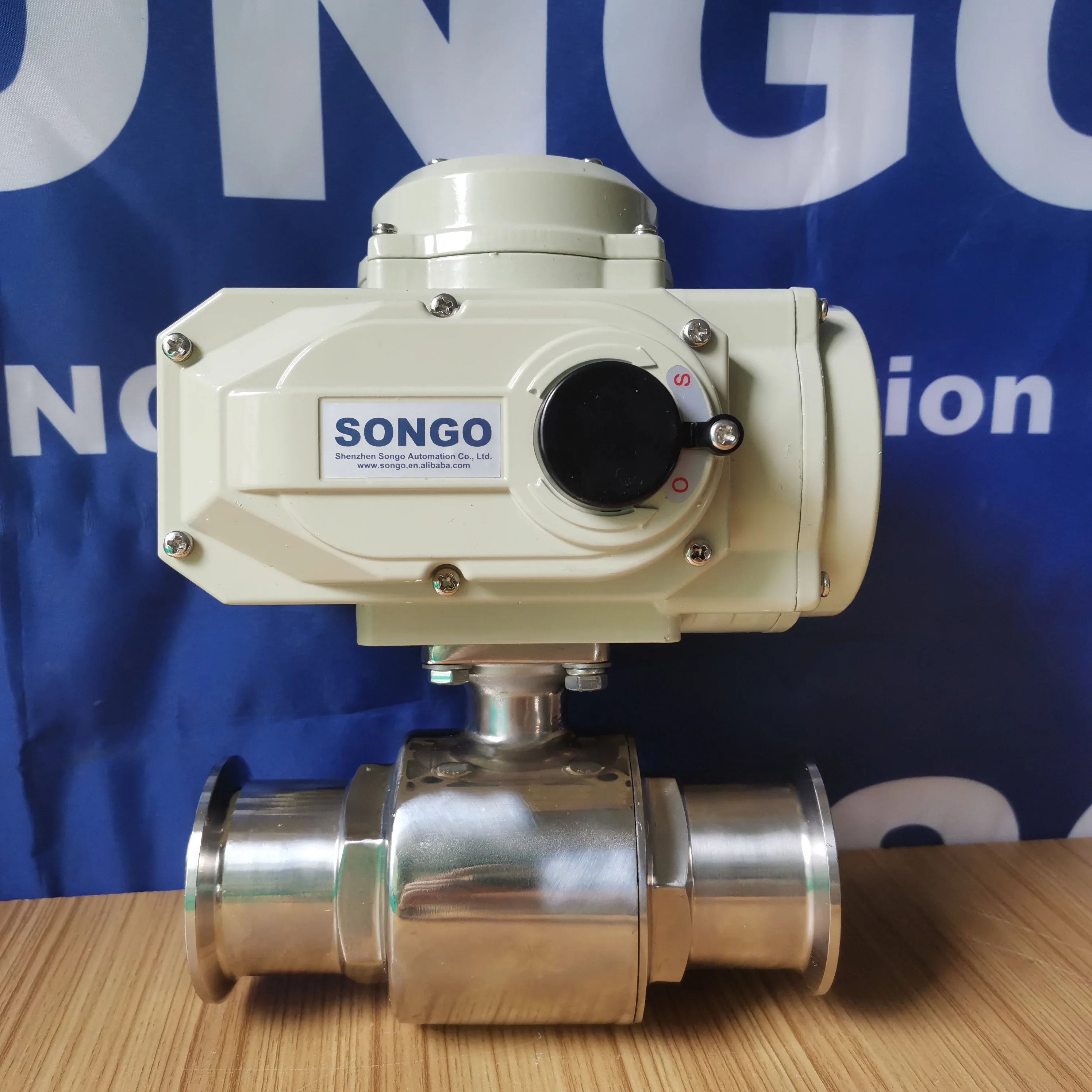 SONGO 4-20mA and 0-5V control signal Manufacture sanitary stainless steel electric clamp 2 way sanitary ball valve