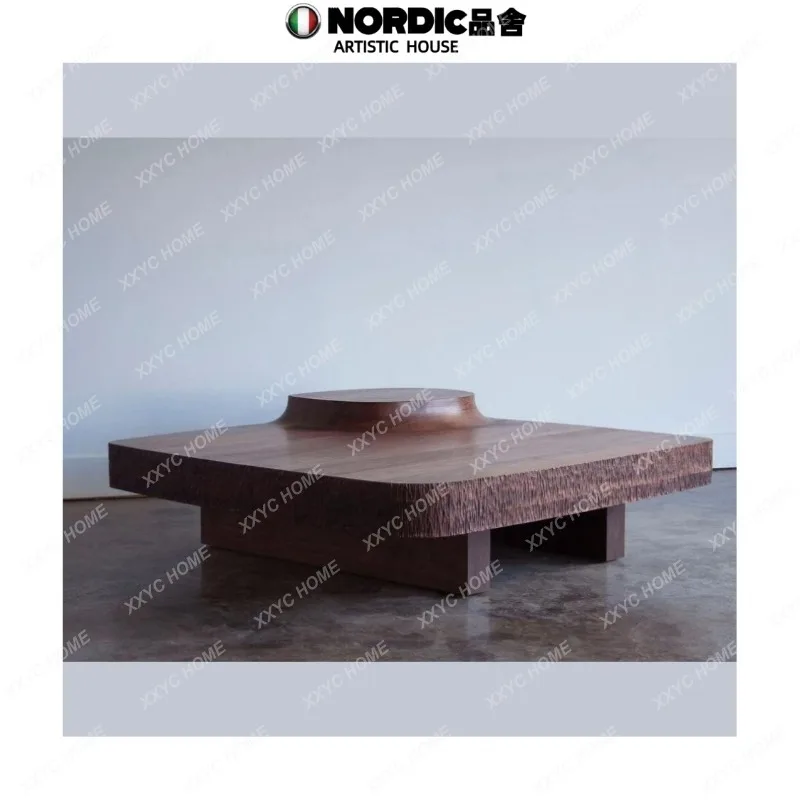 XX Medieval style  solid wood special-shaped coffee table retro home living room square coffee table