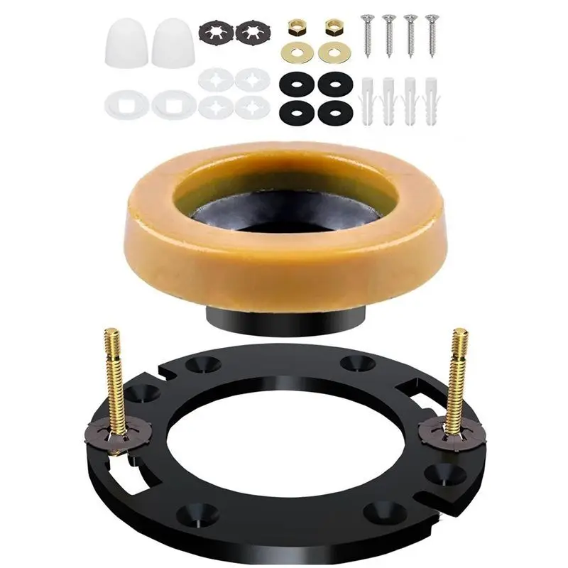 Leak-Proof Toilet Wax Ring Kit With Reinforced Flange& Bolts-Easy Installation, Includes Mounting Hardware(Wax Ring Kit)