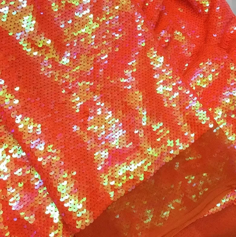 Sweet Orange Super encryption sequin fabric dress dance dress sequin fabric