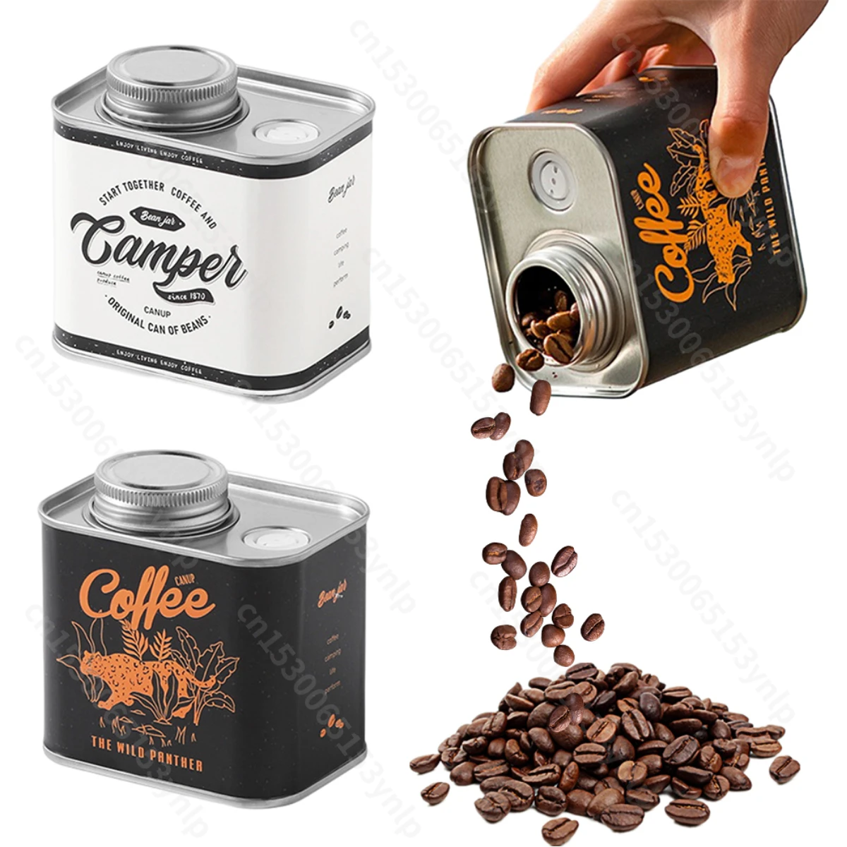 Coffee Bean Airtight Cans Outdoor Camping Tin Box Coffee Container Freshness Preservation Iron Cans Kitchen Storage Organizer