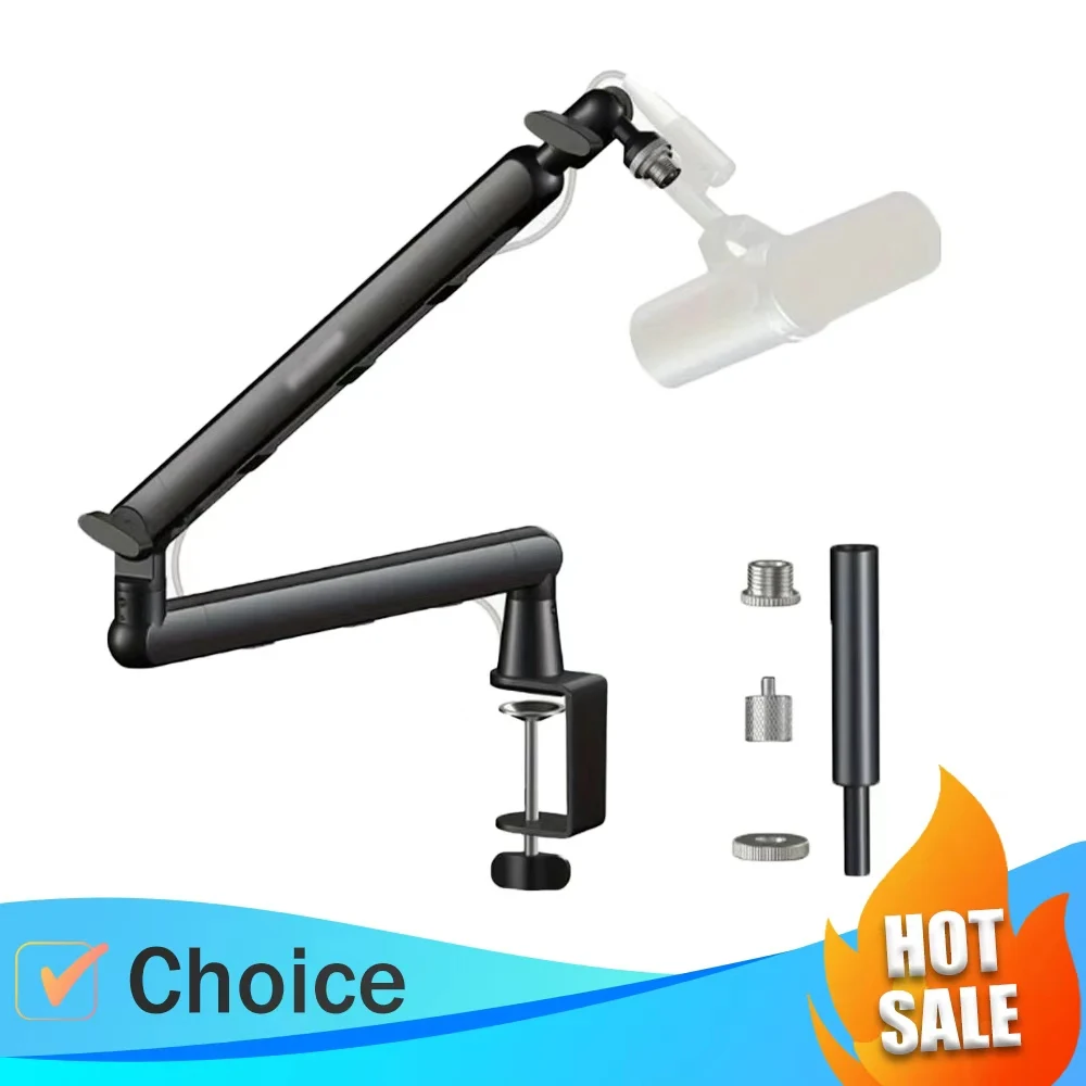 Brazo de micrófono fino de metal para estudio de grabación profesional con soporte de micrófono de gestión de cables, para Shure SM7B SM7dB MV7 AM8-K688
