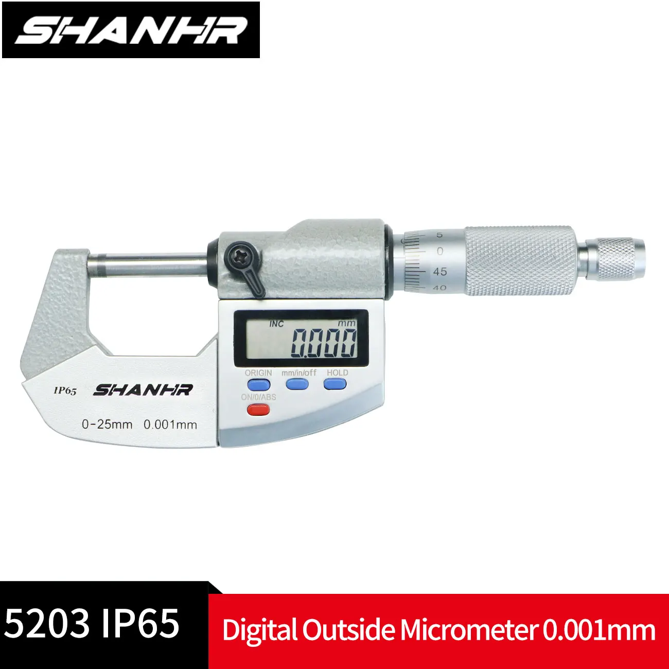 SHANHR IP65 Cyfrowy Mikrometr Zewnętrzny Elektroniczny 0-25/25-50/50-75/75-100 mm Mikrometr Cyfrowy 0,001 mm