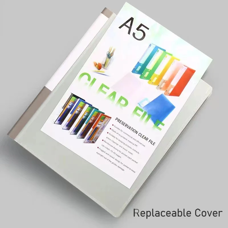 2026 Colorful A5 Binder Folder For Document Organizer Transparent PVC Bag Sheet Protector A5 File Cover