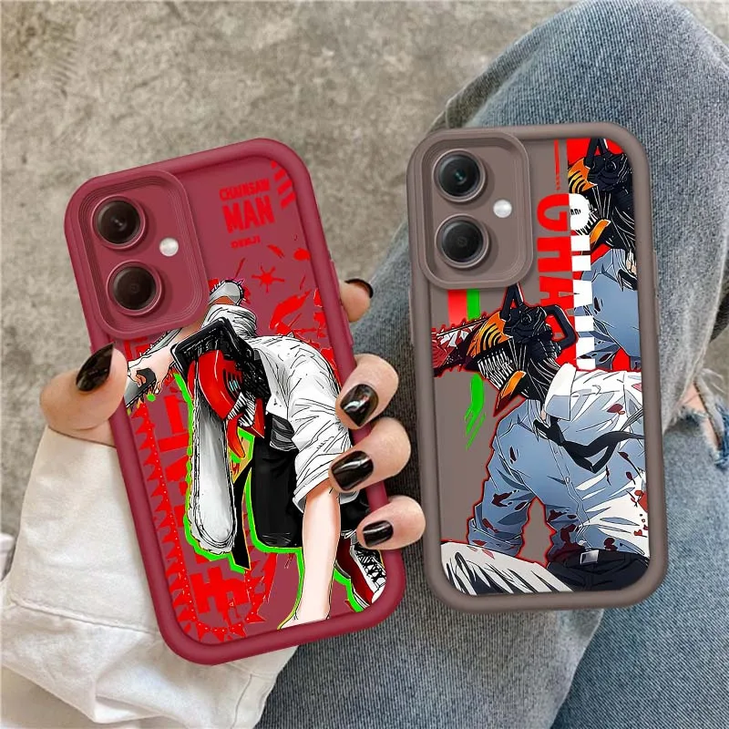 

C-Chainsaw Man Anime For Xiaomi Redmi Note 14 13 13R 12 12R 11 11E 11T 11S Pro Plus 5G Eye Ladder Cover Phone Case