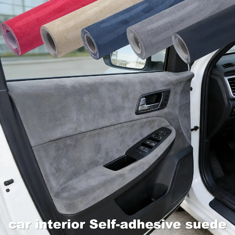 Reversible Self-Adhesive Suede Fabric Multi-Use Strong Sticky Suede Roll Velvet Wrap for Car Interior Parts Sofa Door Hole Patch