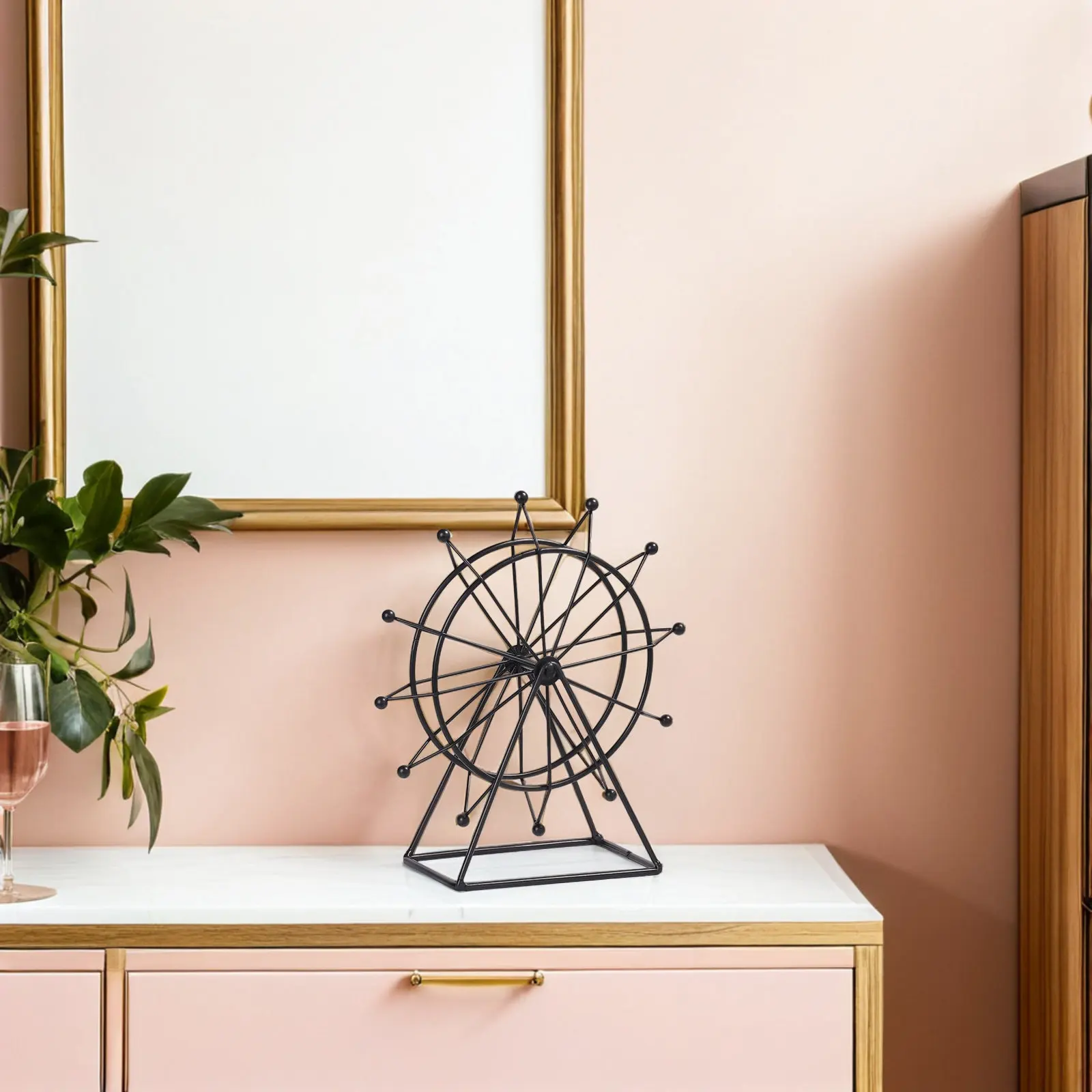 Iron Ferris Wheel Tabletop Ornament Metal Ferris Wheel Centerpiece for Desk Bookshelf Living Room Decor Shelf Home Office