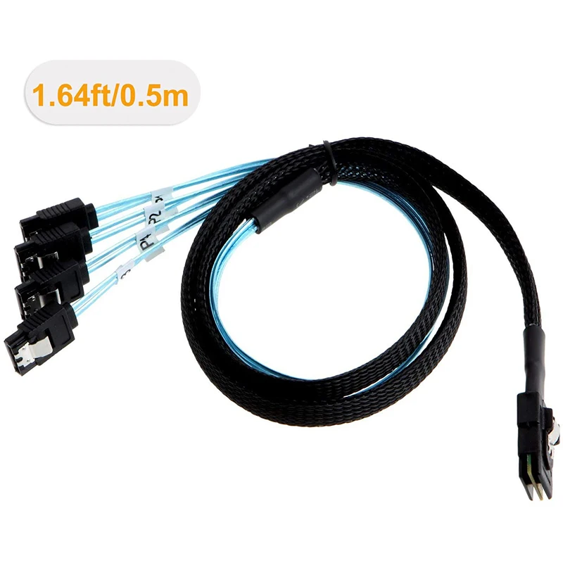 [Value Pack]Mini SAS 36Pin (SFF-8087) Male to 4 SATA 7Pin Female Cable, Mini SAS Host/Controller to 4 SATA Target/Backplane 1.0M