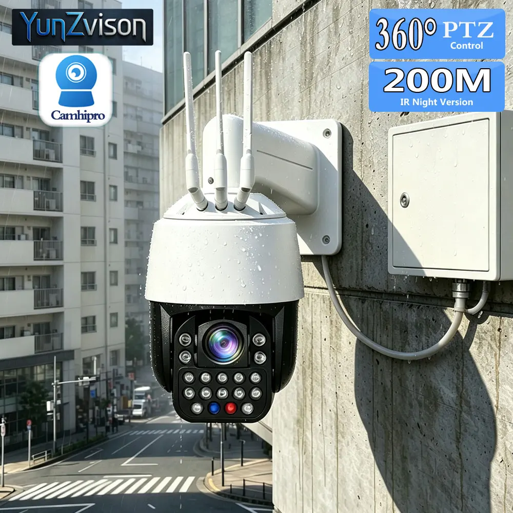 4K 8MP Security IP Camera PTZ Dome 50X Zoom POE&WIFI&3G 4G SIM Card Human Tracking Laser Infrared IR 200M Two Way Audio