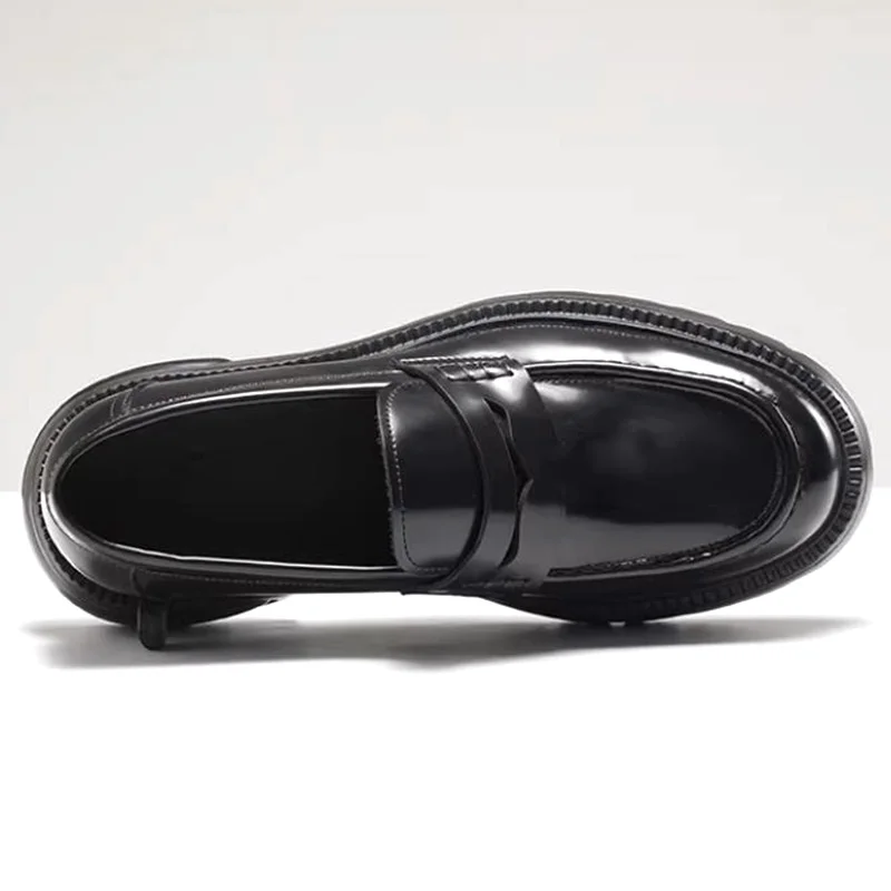 High Quality First-layer Cowhide Leather Craft Sheepskin Lining Leather Shoes Casual Men Anti-slip Thick Bottom Loafers