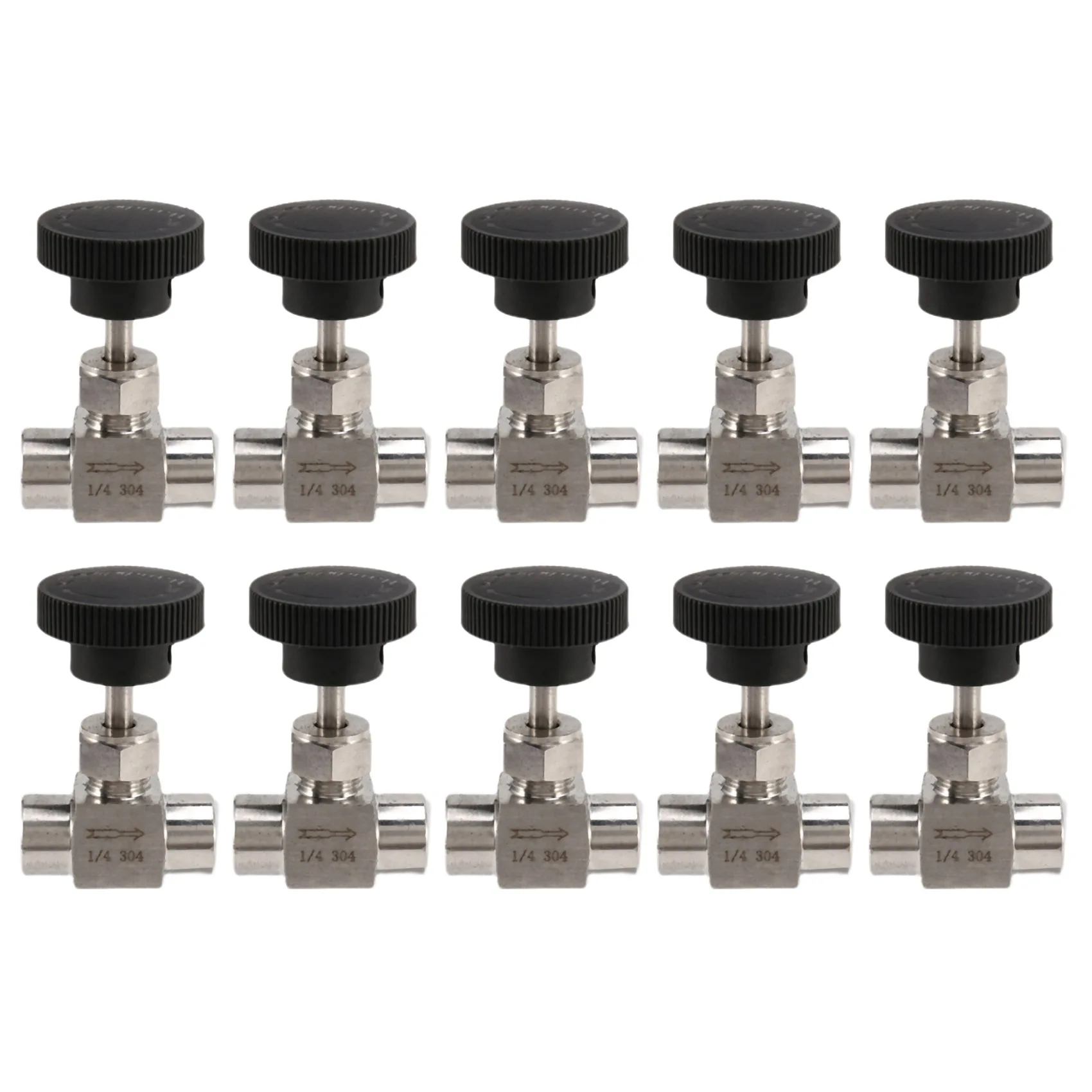 

10X 1/4 Inch BSP Equal Female Thread SS 304 Stainless Steel Flow Control Shut Off Needle Valve