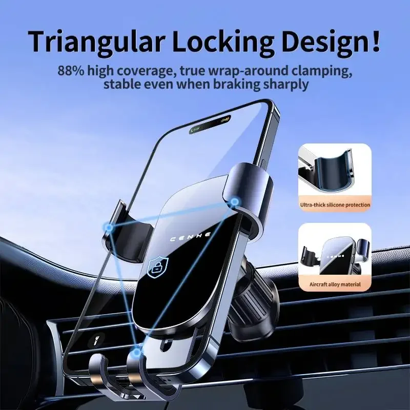 TIMESS Car Holder Mount Upgrade Auto Locking Universal Phone Stand Holder with Hook Clip for Car Air Vent for iPhone Samsung