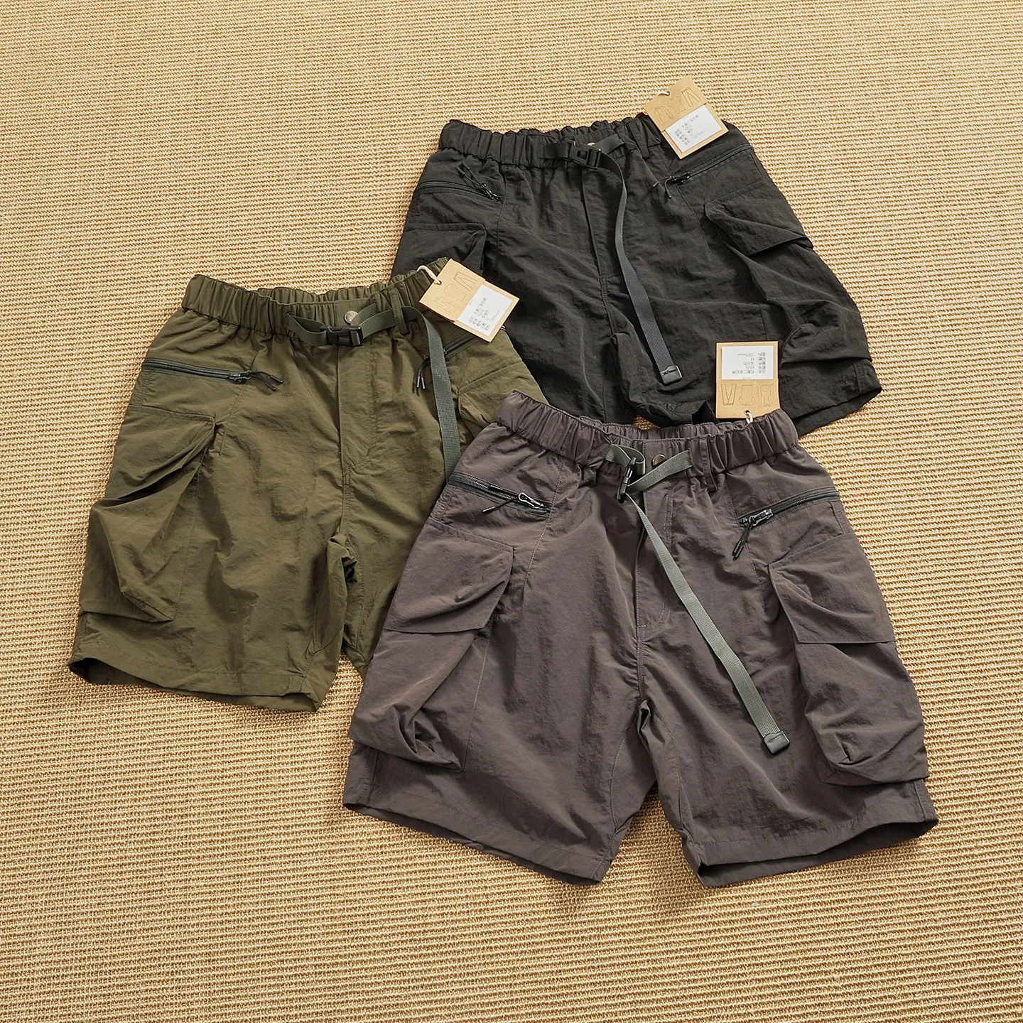 K826# Summer New American Retro Outdoor Quick-drying Cargo Shorts Men's Fashion Simple Loose Multi-pocket Casual 5-point Pants