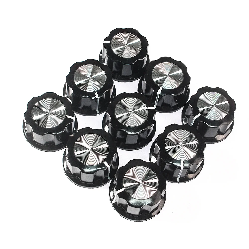 10 Set Potentiometer Knob Kit 6mm MF-A03 Dial Knob Cap + MF-A03 Bakelite Knob with Scale Plate Sheet Scale Digital