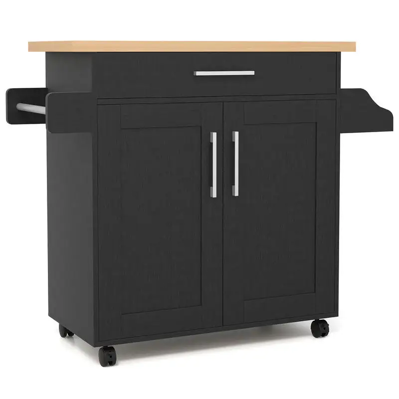Picture 4: Kitchen Island Cart with Lockable Rubber Casters for Kitchen