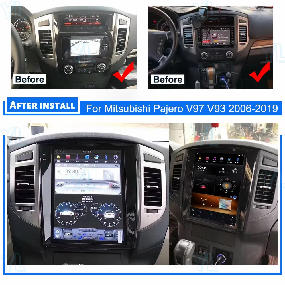 

YLL 12.1 Inches Android 13.0 Touch Screen Car Stereo For Mitsubishi Pajero V97 V93 2006-2019 Multimedia Player GPS Navigation