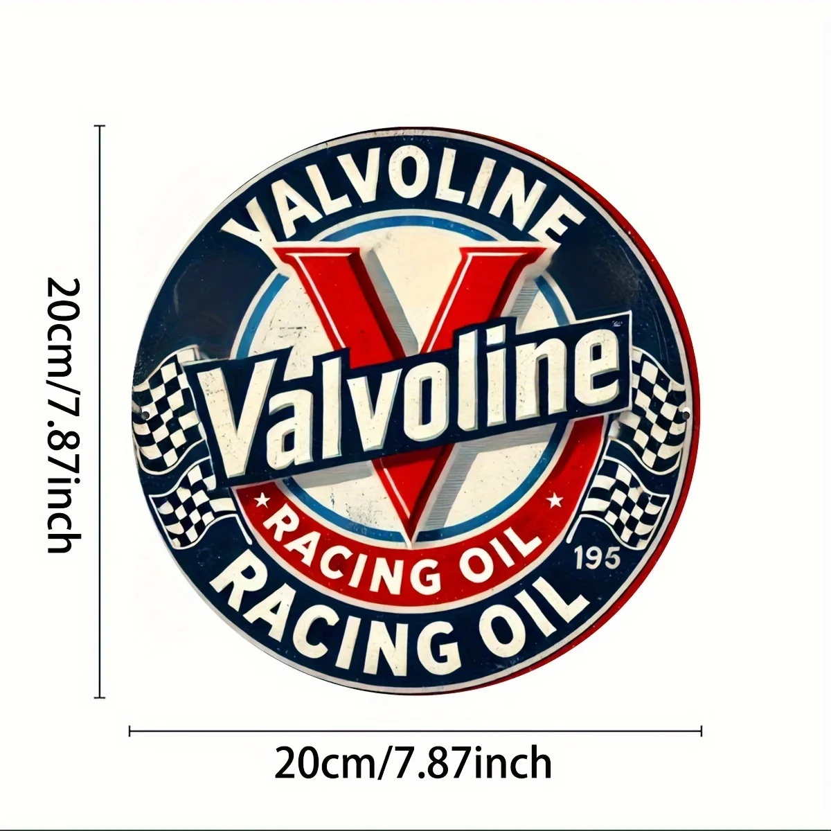 1pc Vintage-style Aluminum Circular Decorative Plaque, Cylinder Racing Oil, Rustic Multi-purpose Home Decor Signs, Wall And Wind