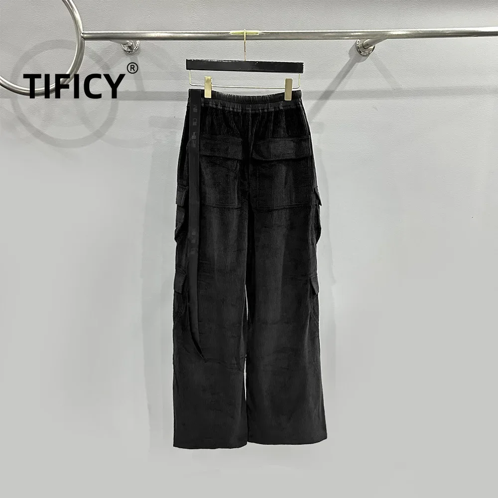 TIFICY High Street hombres Primavera/Verano High Street nuevo producto pana verde ropa de trabajo bolsillo grande Casual pantalones de pierna ancha