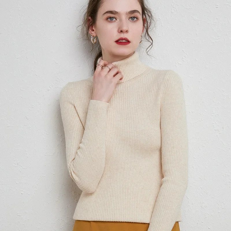 

Korean Style Simple Base Layer Pullover 2025 Autumn Winter Turtleneck Sweaters Women New Arrival Sweater Solid Slim Tops