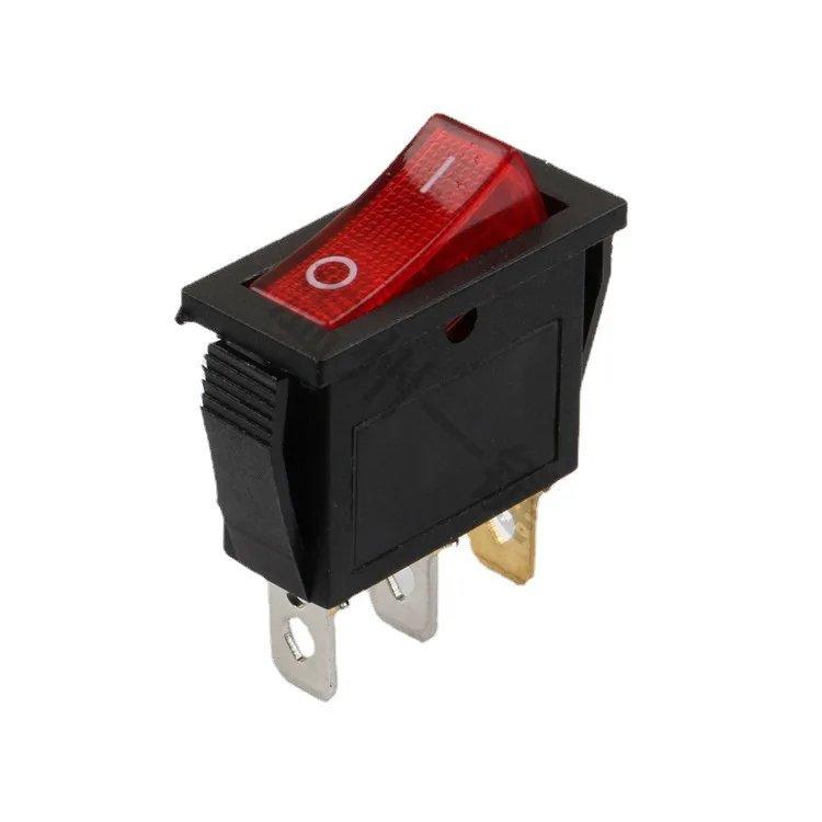 10Pcs/Lot KCD3-101-3P Red Light On-Off 3 Pins Size 13.5*31 Rocker Switch  15A 250V