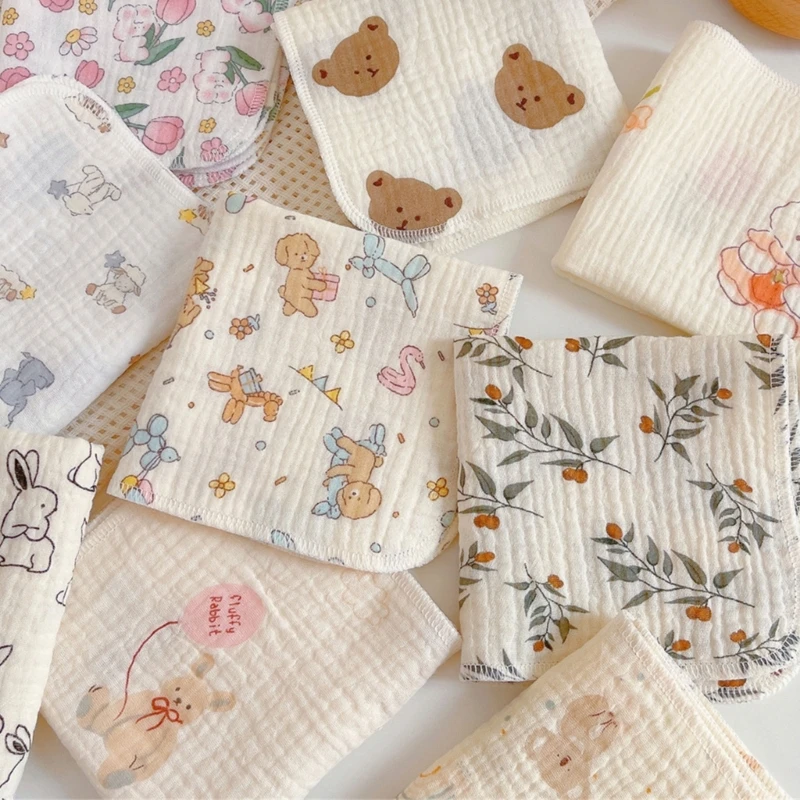 Multi-pattern Baby Washcloth Soft Reusable Newborn Face Towel Cotton Baby Wipes